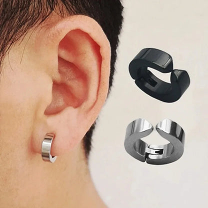 Punk Clip Earrings – Titanium Steel Studs Non Piercing Ear Rings for Men & Women - ZOOMNSTORE