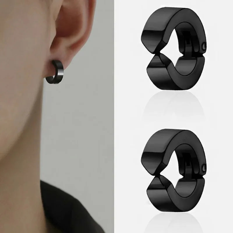 Punk Clip Earrings – Titanium Steel Studs Non Piercing Ear Rings for Men & Women - ZOOMNSTORE