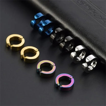 Punk Clip Earrings – Titanium Steel Studs Non Piercing Ear Rings for Men & Women - ZOOMNSTORE