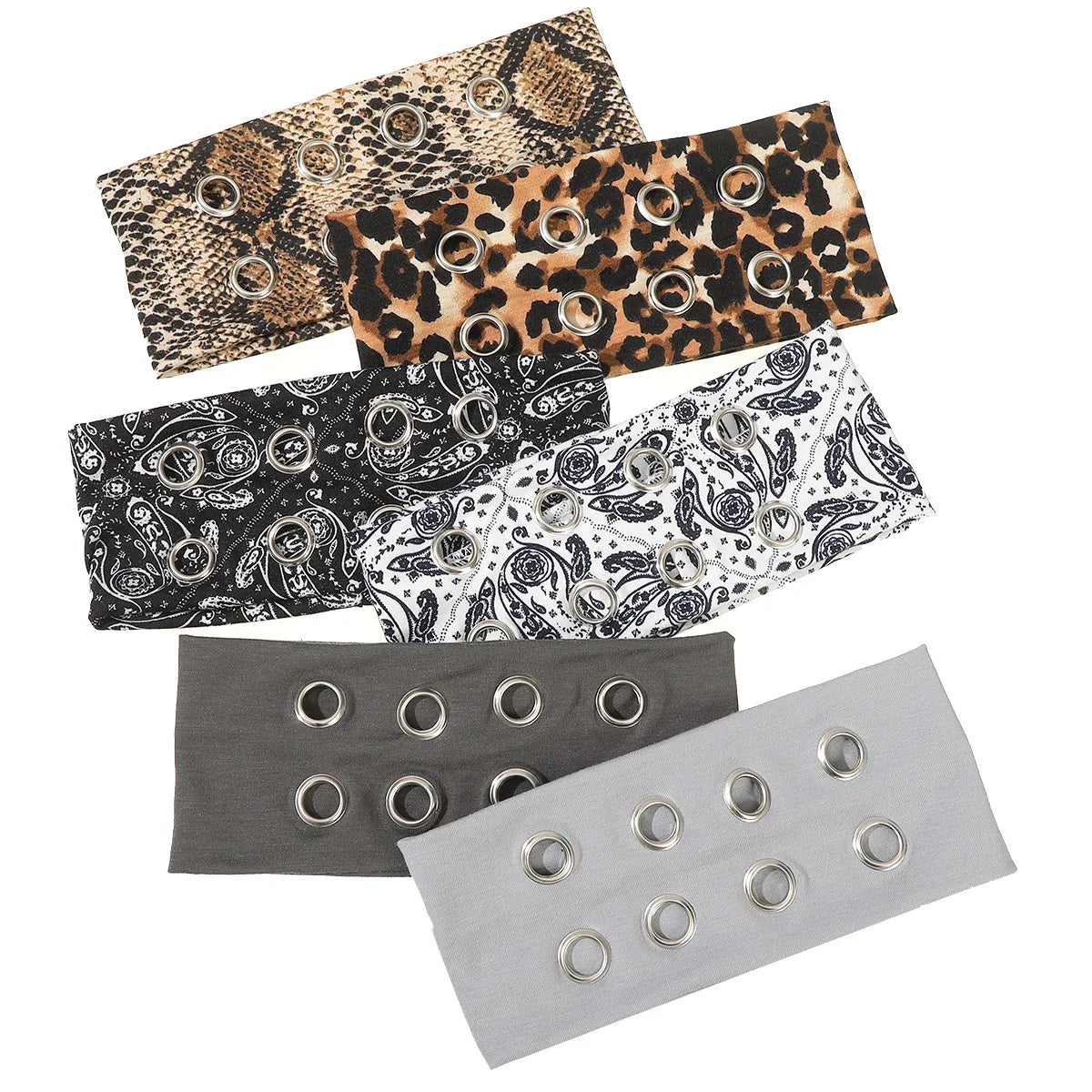 Punk Girl Hollowed Out Eyelets Wide Elastic Headband Stretchy Metal Rock Steampunk for Sports Headbands Hair Accessories - ZOOMNSTORE