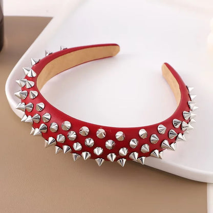 Punk Girl Hollowed Out Eyelets Wide Elastic Headband Stretchy Metal Rock Steampunk for Sports Headbands Hair Accessories - ZOOMNSTORE