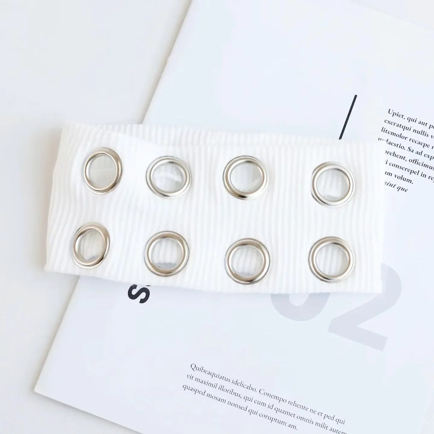 Punk Girl Hollowed Out Eyelets Wide Elastic Headband Stretchy Metal Rock Steampunk for Sports Headbands Hair Accessories - ZOOMNSTORE