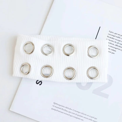 Punk Girl Hollowed Out Eyelets Wide Elastic Headband Stretchy Metal Rock Steampunk for Sports Headbands Hair Accessories - ZOOMNSTORE