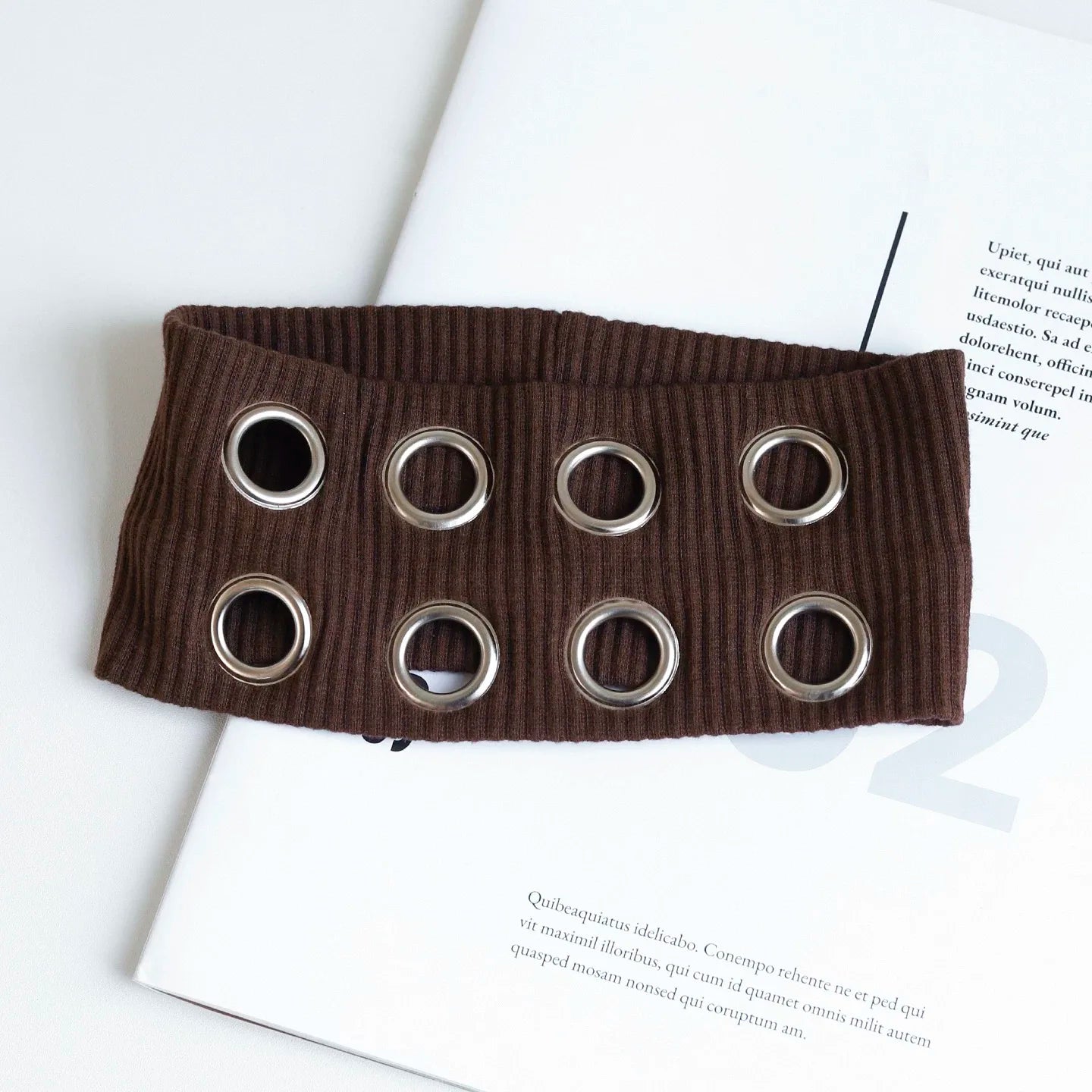 Punk Girl Hollowed Out Eyelets Wide Elastic Headband Stretchy Metal Rock Steampunk for Sports Headbands Hair Accessories - ZOOMNSTORE