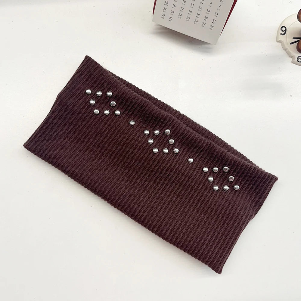 Punk Girl Hollowed Out Eyelets Wide Elastic Headband Stretchy Metal Rock Steampunk for Sports Headbands Hair Accessories - ZOOMNSTORE