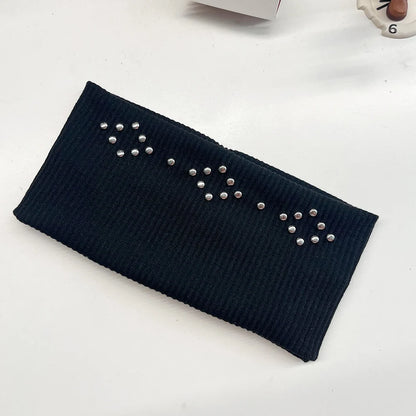 Punk Girl Hollowed Out Eyelets Wide Elastic Headband Stretchy Metal Rock Steampunk for Sports Headbands Hair Accessories - ZOOMNSTORE