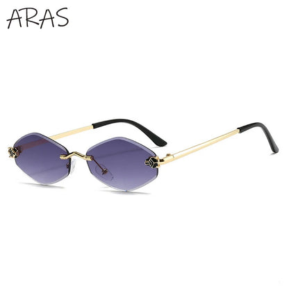 Punk Rimless Hexagon Sunglasses - Luxury UV400 Eyewear for Women - ZOOMNSTORE