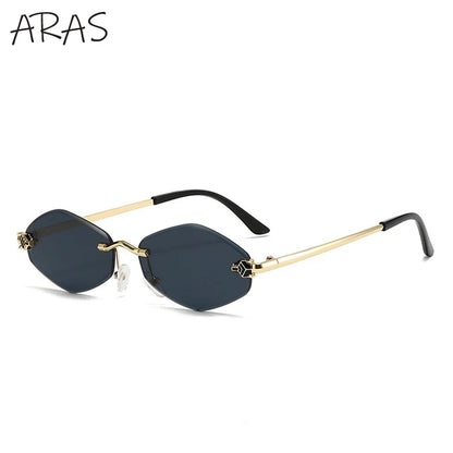 Punk Rimless Hexagon Sunglasses - Luxury UV400 Eyewear for Women - ZOOMNSTORE
