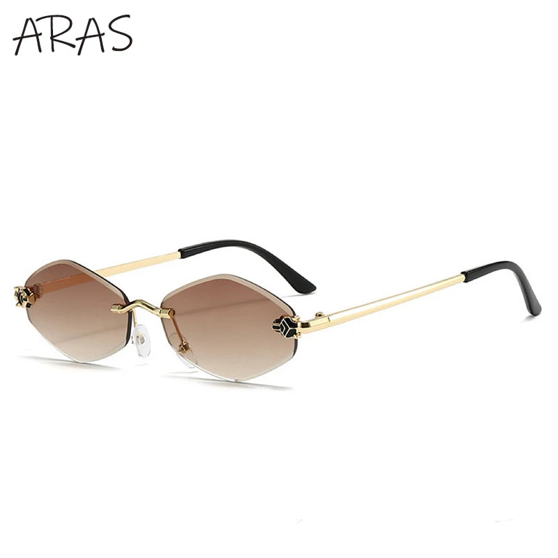 Punk Rimless Hexagon Sunglasses - Luxury UV400 Eyewear for Women - ZOOMNSTORE