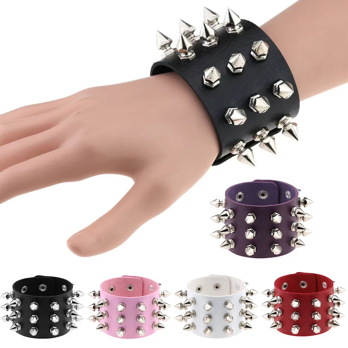 Punk Rock Band Rivet Bracelet Gothic Fashion Men's And Women's Bracelet Style Daily Carnival Valentine's Day Wear Halloween Gift - ZOOMNSTORE