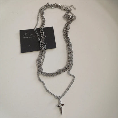 Punk Rock Heart Cross Necklace - Vintage 90s Hip Hop Grunge Accessories for Men  Women - ZOOMNSTORE