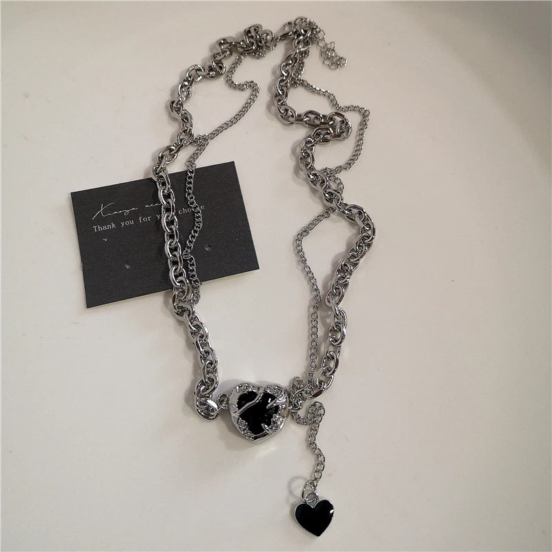 Punk Rock Heart Cross Necklace - Vintage 90s Hip Hop Grunge Accessories for Men  Women - ZOOMNSTORE