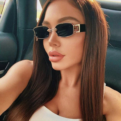 Punk Square Sunglasses - Luxury Small Frame Metal Mirror Oculos De Sol for Women - ZOOMNSTORE