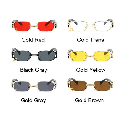 Punk Square Sunglasses - Luxury Small Frame Metal Mirror Oculos De Sol for Women - ZOOMNSTORE