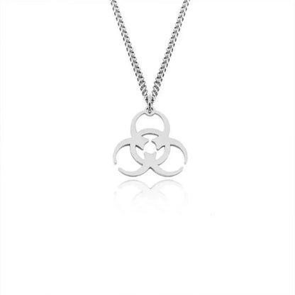 Punk Biochemical Crisis stainless steel necklace Pendant Hip Hop Silver Color Couple Necklace for Women Men Girls Couple Jewelry - ZOOMNSTORE