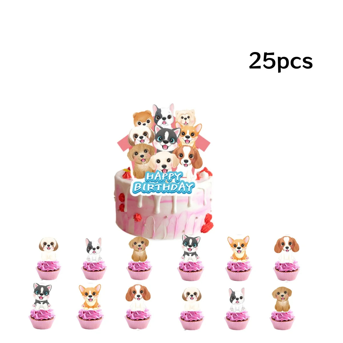 Pink Puppy Paw Birthday Party Supplies - Disposable Tableware  Decorations - ZOOMNSTORE