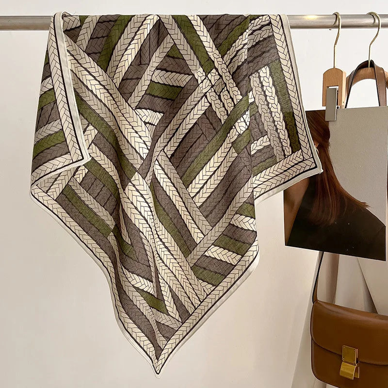 Pure Cotton Womens Printed Scarf - Fashionable Square Foulard for Neck and Hair - ZOOMNSTORE