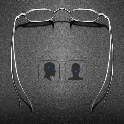 Pure Titanium Eyeglasses - Handmade Retro Polygonal Frames Small Frame Glasses - ZOOMNSTORE