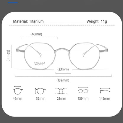 Pure Titanium Eyeglasses - Handmade Retro Polygonal Frames Small Frame Glasses - ZOOMNSTORE