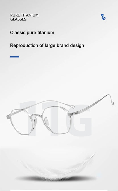 Pure Titanium Eyeglasses - Handmade Retro Polygonal Frames Small Frame Glasses - ZOOMNSTORE
