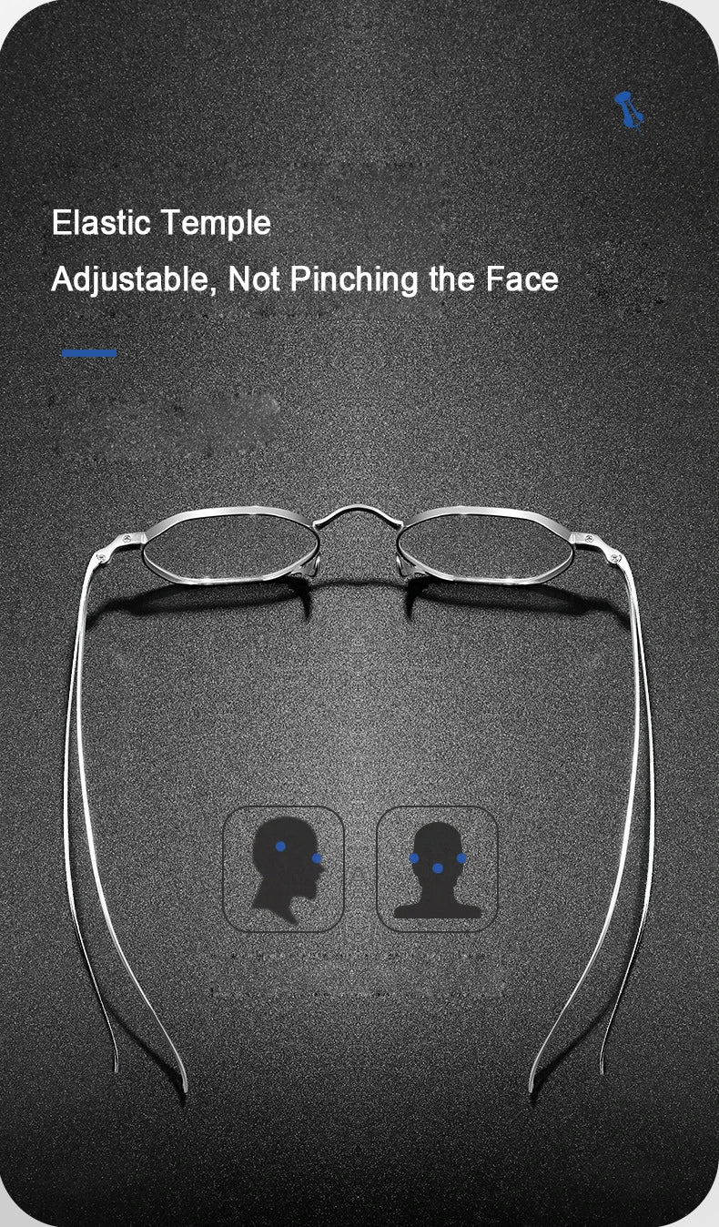 Pure Titanium Eyeglasses - Handmade Retro Polygonal Frames Small Frame Glasses - ZOOMNSTORE
