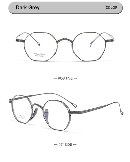 Pure Titanium Eyeglasses - Handmade Retro Polygonal Frames Small Frame Glasses - ZOOMNSTORE