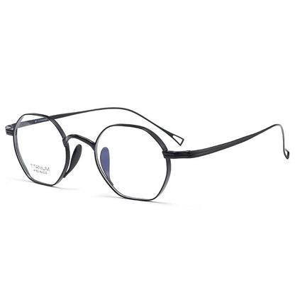 Pure Titanium Eyeglasses - Handmade Retro Polygonal Frames Small Frame Glasses - ZOOMNSTORE