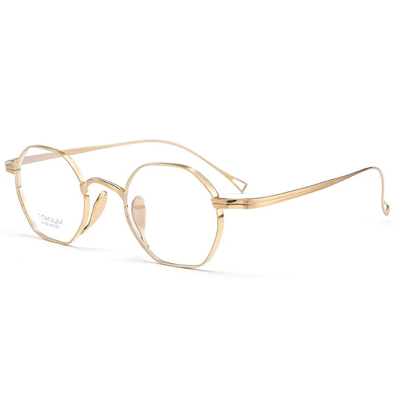 Pure Titanium Eyeglasses - Handmade Retro Polygonal Frames Small Frame Glasses - ZOOMNSTORE