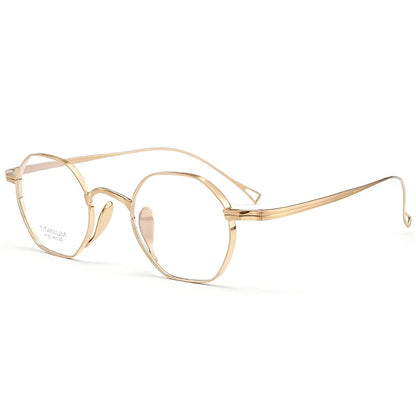 Pure Titanium Eyeglasses - Handmade Retro Polygonal Frames Small Frame Glasses - ZOOMNSTORE
