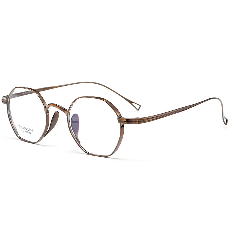 Pure Titanium Eyeglasses - Handmade Retro Polygonal Frames Small Frame Glasses - ZOOMNSTORE