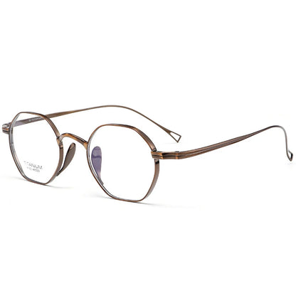Pure Titanium Eyeglasses - Handmade Retro Polygonal Frames Small Frame Glasses - ZOOMNSTORE