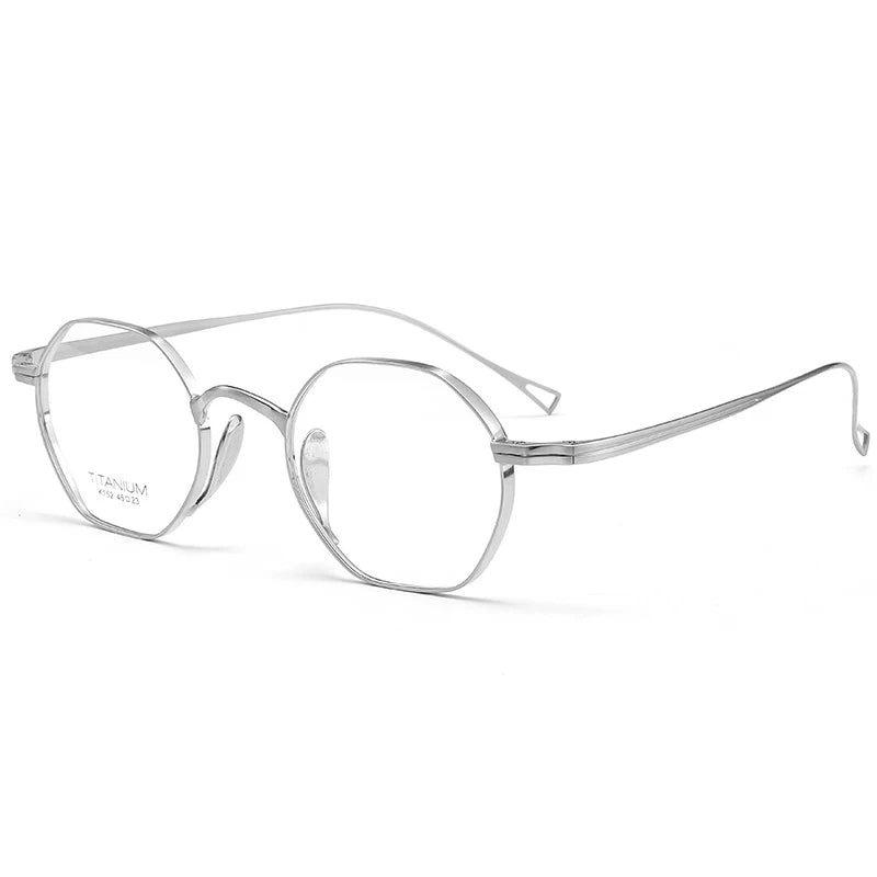 Pure Titanium Eyeglasses - Handmade Retro Polygonal Frames Small Frame Glasses - ZOOMNSTORE