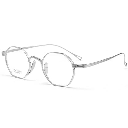 Pure Titanium Eyeglasses - Handmade Retro Polygonal Frames Small Frame Glasses - ZOOMNSTORE