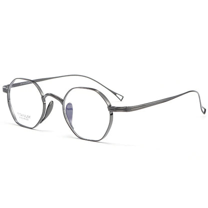 Pure Titanium Eyeglasses - Handmade Retro Polygonal Frames Small Frame Glasses - ZOOMNSTORE