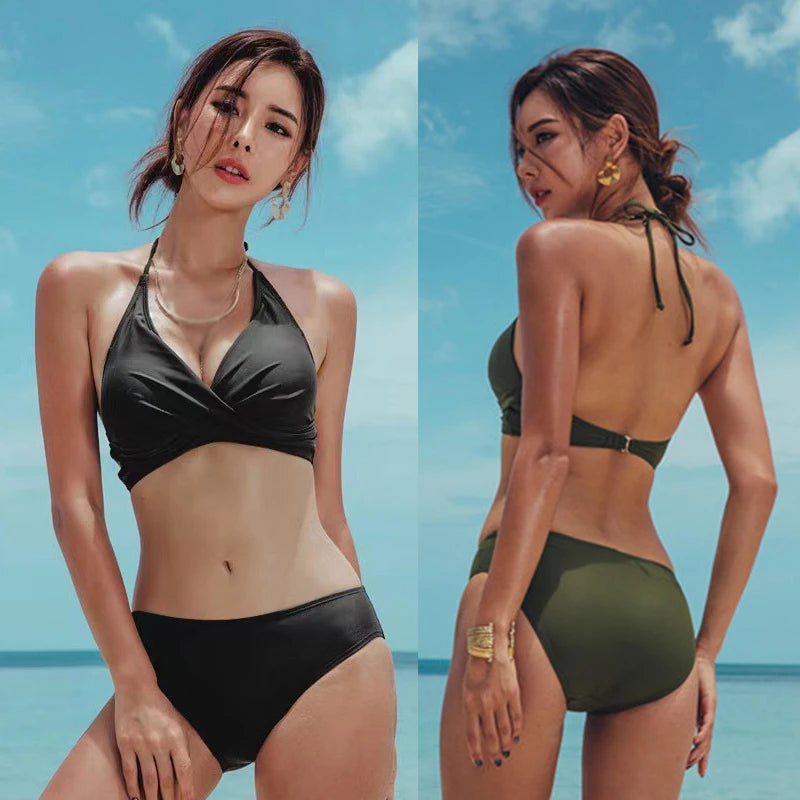 Push Up Bikini Set - Two Piece Swimsuit With Adjustable Shoulder Strap & High Waist - ZOOMNSTORE