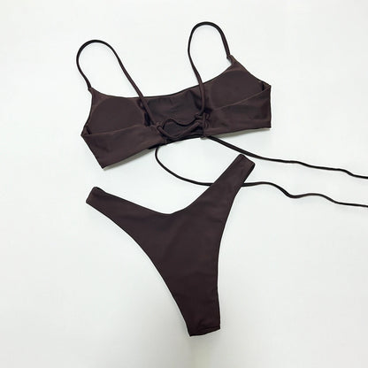 Push Up Bikinis - Sexy Women Swimwear Set With Bandage Bikini Top & High Waist Bottom - ZOOMNSTORE