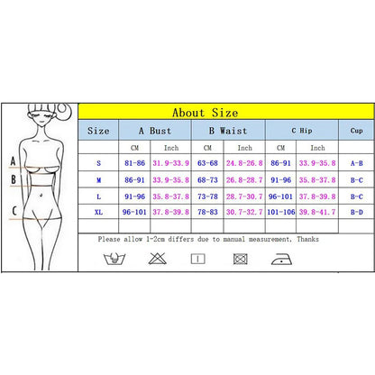 Push Up Bikinis - Sexy Women Swimwear Set With Bandage Bikini Top & High Waist Bottom - ZOOMNSTORE