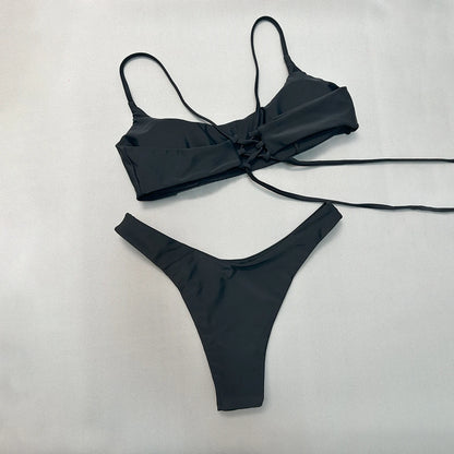 Push Up Bikinis - Sexy Women Swimwear Set With Bandage Bikini Top & High Waist Bottom - ZOOMNSTORE