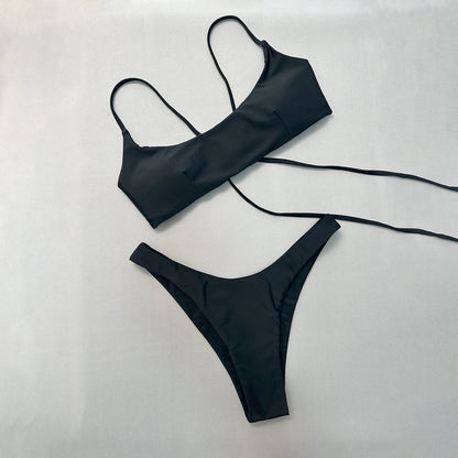 Push Up Bikinis - Sexy Women Swimwear Set With Bandage Bikini Top & High Waist Bottom - ZOOMNSTORE