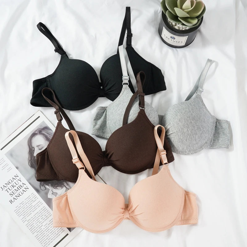 Push Up Bra - Cotton Underwire Deep V Lingerie With Adjustable Straps - ZOOMNSTORE