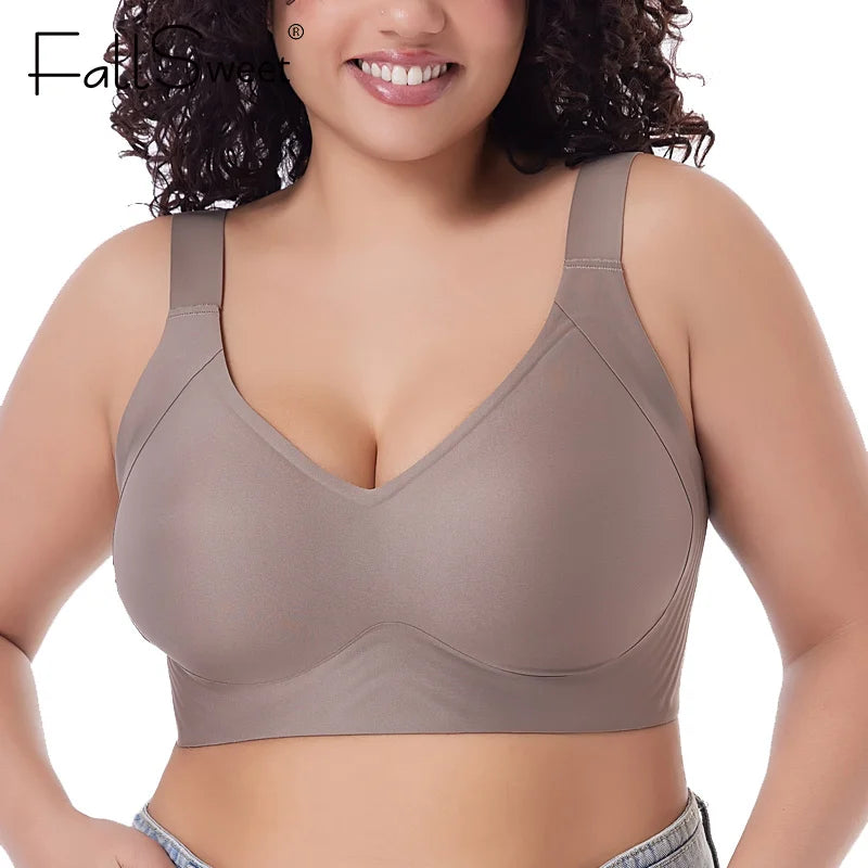 Plus Size Wireless Push-Up Bra - Seamless Thin Cup Bralette M-6XL - ZOOMNSTORE