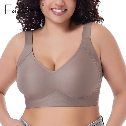 Plus Size Wireless Push-Up Bra - Seamless Thin Cup Bralette M-6XL - ZOOMNSTORE