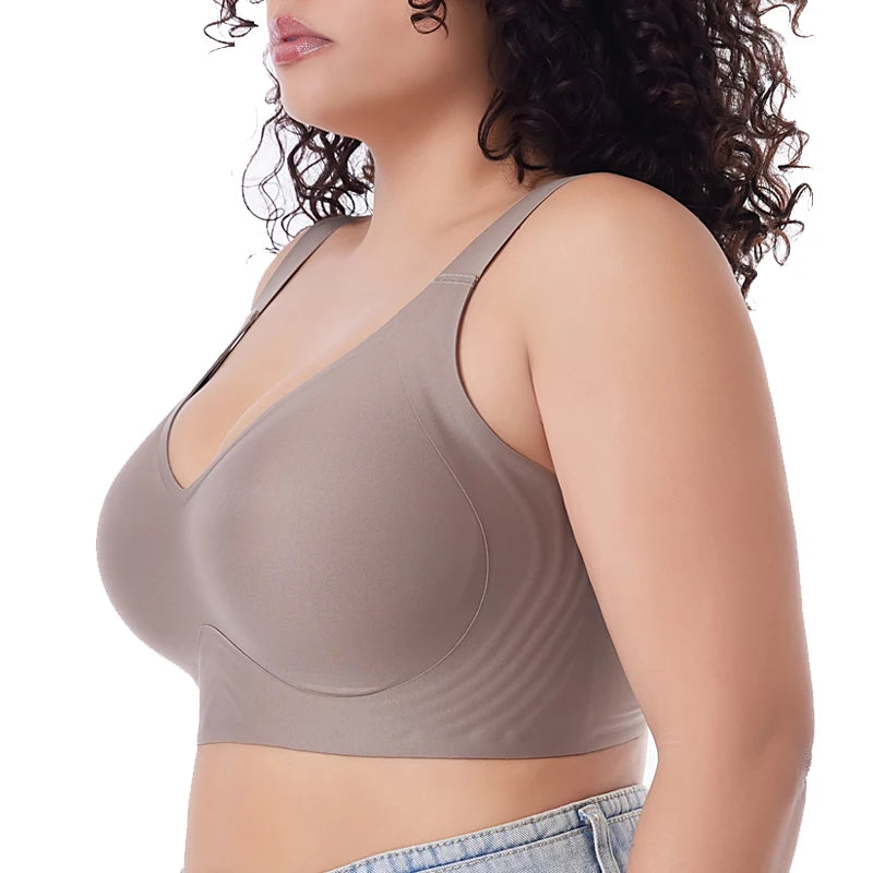 Plus Size Wireless Push-Up Bra - Seamless Thin Cup Bralette M-6XL - ZOOMNSTORE