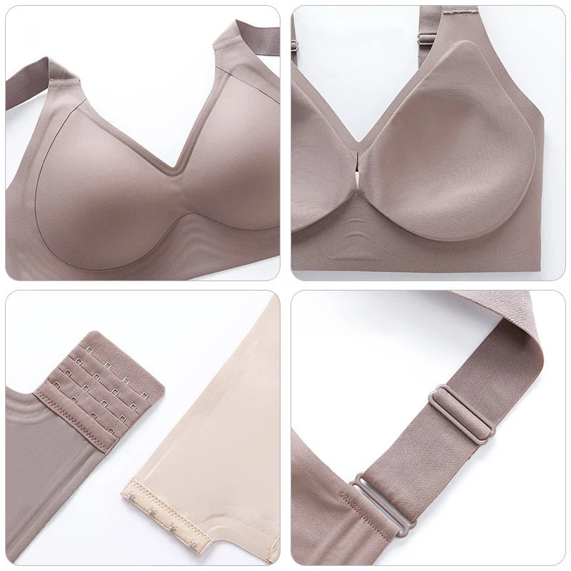 Plus Size Wireless Push-Up Bra - Seamless Thin Cup Bralette M-6XL - ZOOMNSTORE