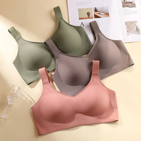 Push-Up Bra Women - Seamless Wire Free Sports Bra With Adjustable Straps, Large Size - ZOOMNSTORE