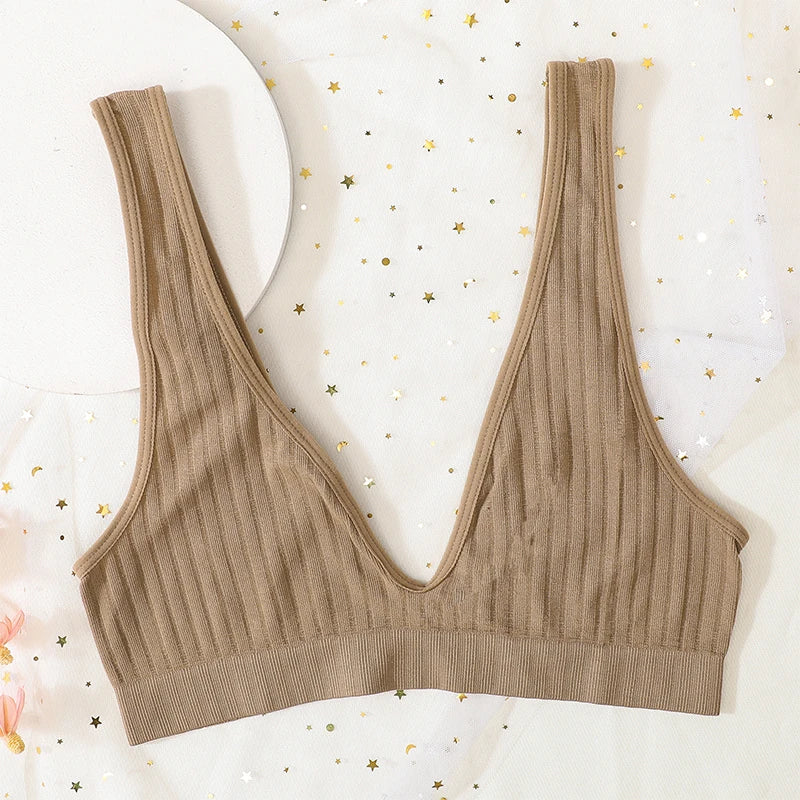 Push Up Bras - Seamless Wire Free Bra | Ribbed Bralette, Comfortable Lingerie for Daily Wear - ZOOMNSTORE