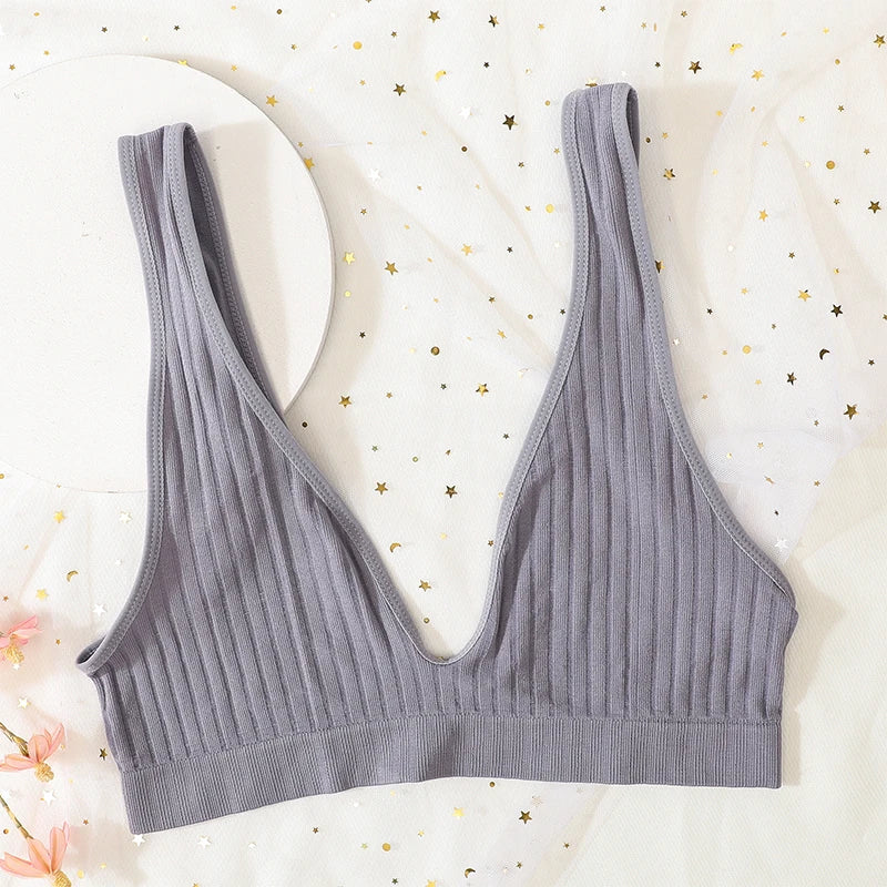 Push Up Bras - Seamless Wire Free Bra | Ribbed Bralette, Comfortable Lingerie for Daily Wear - ZOOMNSTORE