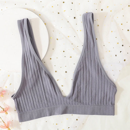 Push Up Bras - Seamless Wire Free Bra | Ribbed Bralette, Comfortable Lingerie for Daily Wear - ZOOMNSTORE