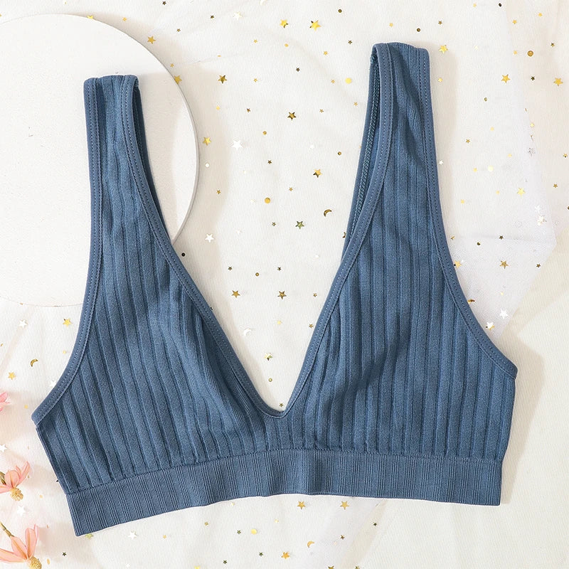 Push Up Bras - Seamless Wire Free Bra | Ribbed Bralette, Comfortable Lingerie for Daily Wear - ZOOMNSTORE