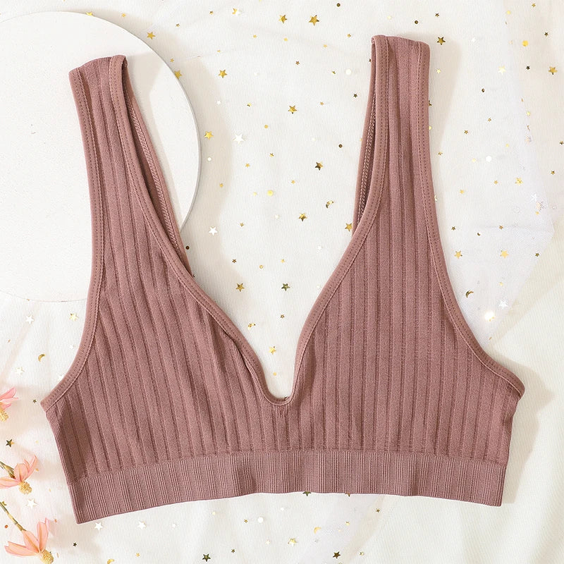 Push Up Bras - Seamless Wire Free Bra | Ribbed Bralette, Comfortable Lingerie for Daily Wear - ZOOMNSTORE
